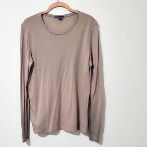 Vince Long Sleeve Tan Metallic Cuff Crewneck T shirt Medium